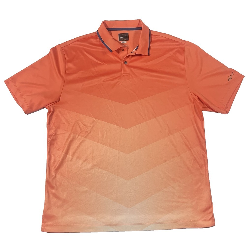 Greg Norman For Tasso Elba Mens Golf Polo Orange Fade Large